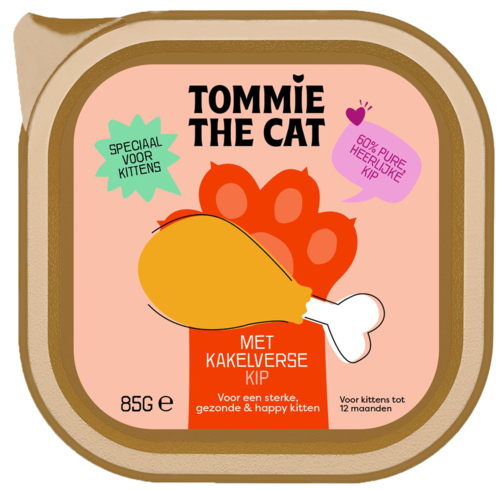 16 bakjes Tommie The Cat Paté Kip 85g - Boodschappen