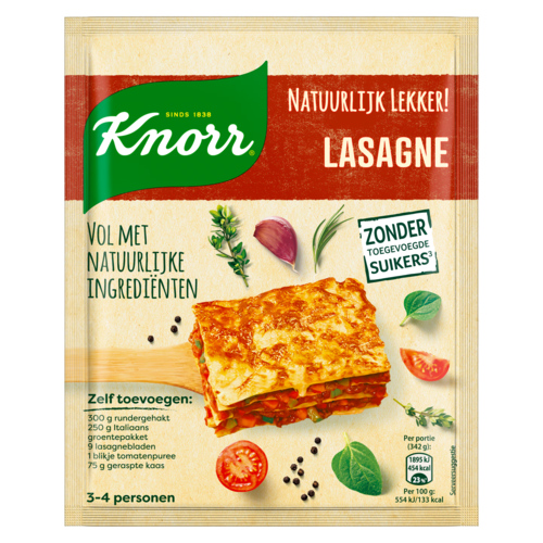4 pakken KNORR Natuurlijk Lekker Lasagne Mix 60g - Boodschappen