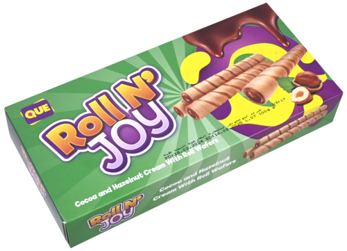 3 pakken Que 'Roll N' Joy Hazelnut Cream Roll Wafers   100g - Boodschappen