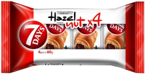 5 pakken 7 days Croissants Hazelnoot 4x60g - Boodschappen