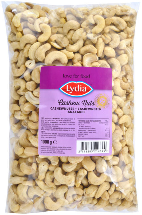 Lydia Rauw en Ongezouten Cashewnoten 1kg