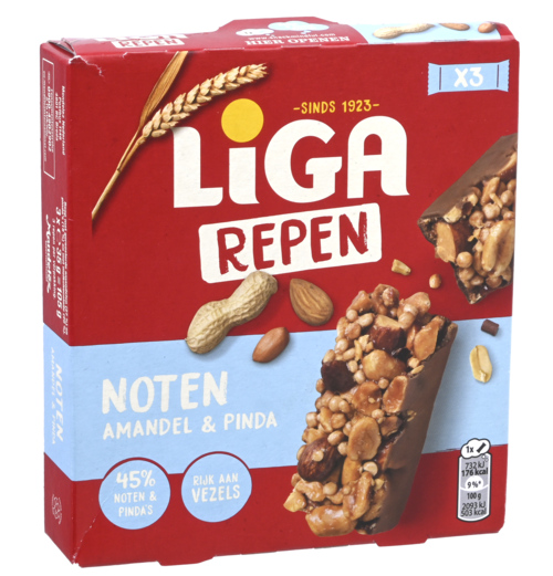 3 pakken Liga Amandel & Pinda Notenreep 105g