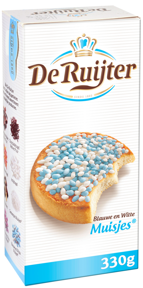 2 pakken De Ruijter Muisjes Blauw-Wit 330g - Boodschappen