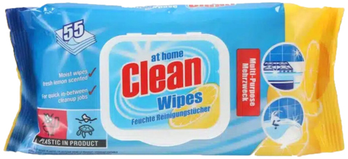 2 pakken At Home Clean Multi Purpose Wipes Lemon   55st - Boodschappen