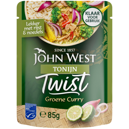 3 pakjes John West Twist MSC Tonijn Groene Curry 85g - Boodschappen