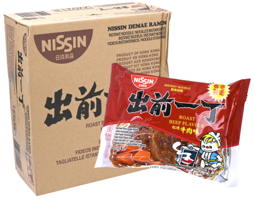30 pakjes Nissin Demae Ramen Noodle Roast Beef Flavour 100g - Boodschappen
