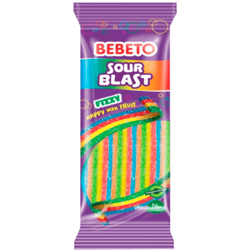 2 zakken Bebeto Candy Sour Blast Fizzy Mix Fruit 180g - Boodschappen