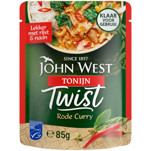 3 pakjes John West Twist MSC Tonijn Rode Curry 85g - Boodschappen