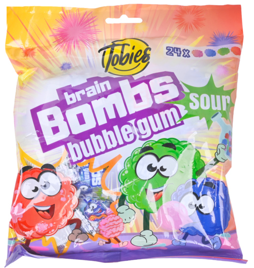 2 Pakken Tobies Chewing Gum Brain Bombs Sour 120g - Boodschappen