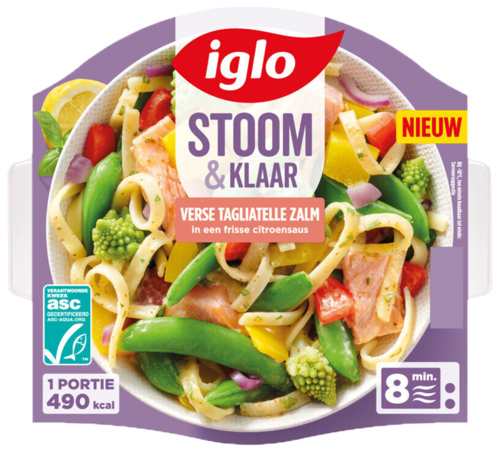 5 zaken Iglo Stoom&Klaar Tagliatelle Zalm ASC 400g - Boodschappen