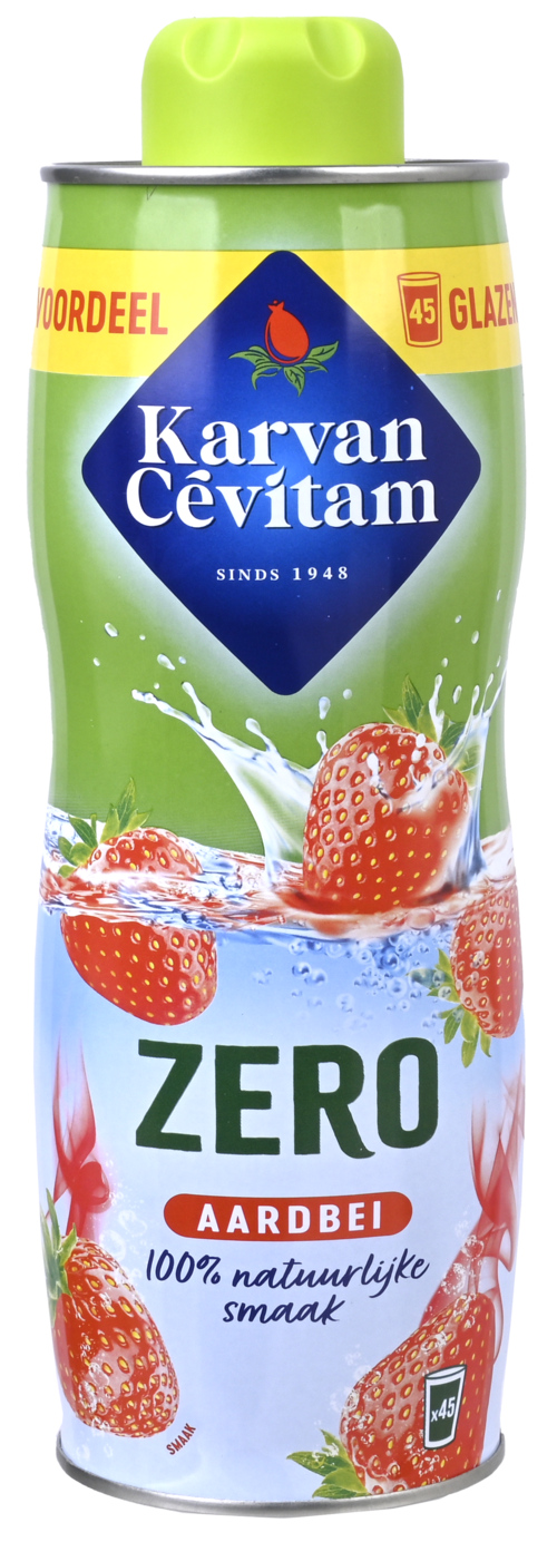 2 flessen Karvan Cévitam  Zero Aardbei 900ml - Boodschappen