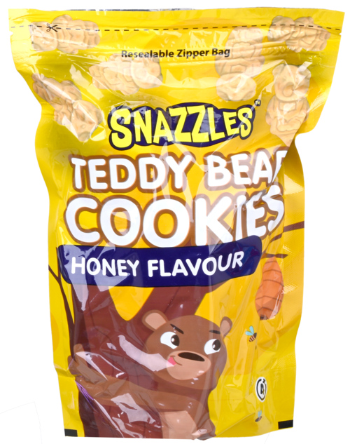 2 zakken Snazzles Standard Cookie Teddy Bear Honey Flavour 340g - Boodschappen