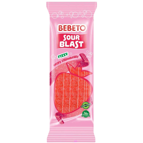 2 Zakken Bebeto Candy Sour Blast Fizzy Strawberry 180g - Boodschappen