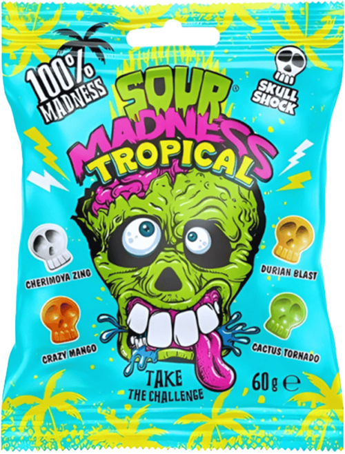 2 zakken Sour Madness Tropical 60gr - Boodschappen