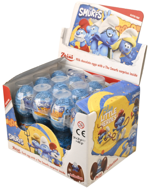 24 stuks Smurfen Chocolade-eieren Display 20g - Boodschappen