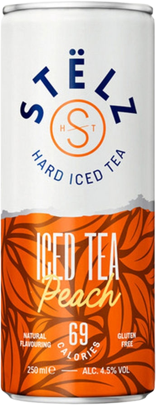 6 blikken Stëlz Iced Tea Peach Hard Seltzer 4,5% 250ml - Boodschappen