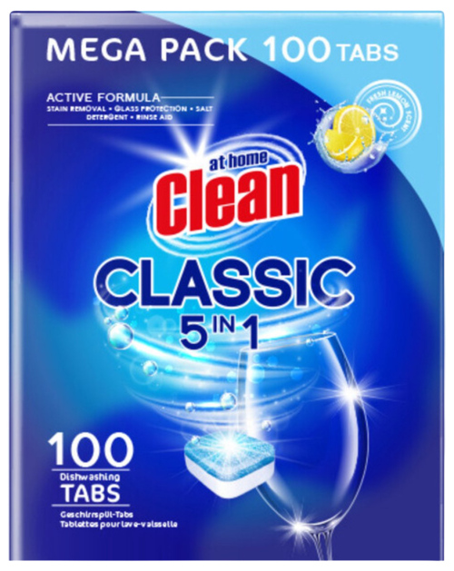 At Home Clean Dishwasher Tabs  5in1 Classic Lemon 100x18g - Boodschappen
