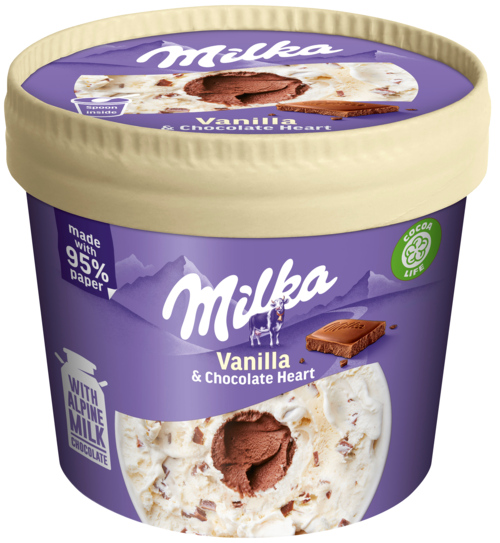8 stuks Milka vanilla &chocolate heart 145ml - Boodschappen