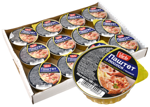 12 Blikken Varto zalm pate met knoflook 100gr - Boodschappen