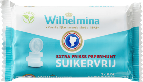 3 pakken Wilhelmina suikervrije pepermunt 3-pack 120gr - Boodschappen